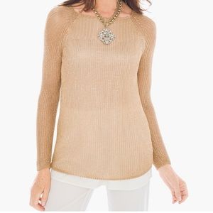 Chico’s Shine Stitch Amanda Pullover Sweater Metallic Gold size 3 (XL)